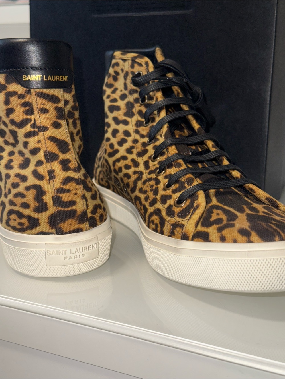 Saint Laurent Leopard Print High-Top Sneakers - New Full Set - Picture 7 of 17